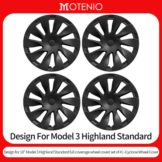 MOTENIO Cyclone Style Hub Caps For 2026 Tesla Model 3