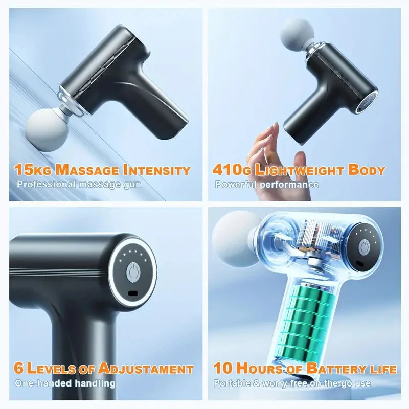 Portable Electric Fascia Massage Gun With Four Replaceable Heads