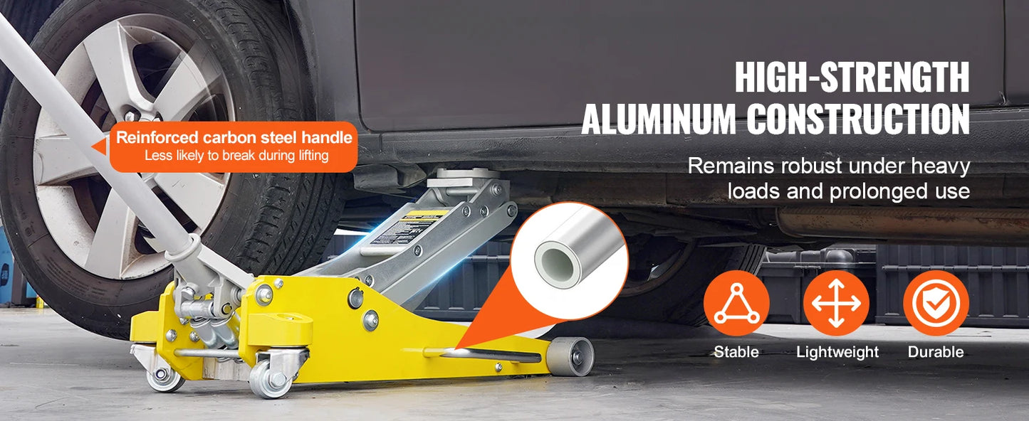 SucceBuy Aluminum Hydraulic Floor Jack With Dual Piston Lift Pump