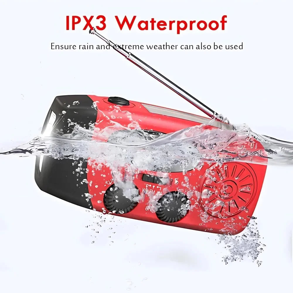 Solar Hand Crank Emergency Radio With Power Bank And Led Flashlight