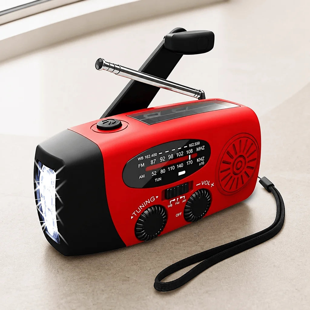 Stonego Hand Crank Solar Emergency Radio With Portable Power Bank
