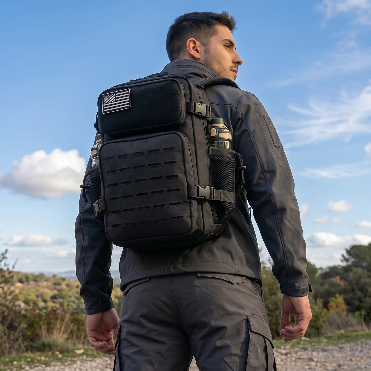 ReFire Gear Tactical Backpack Molle Hiking Rucksack with Cup Holders