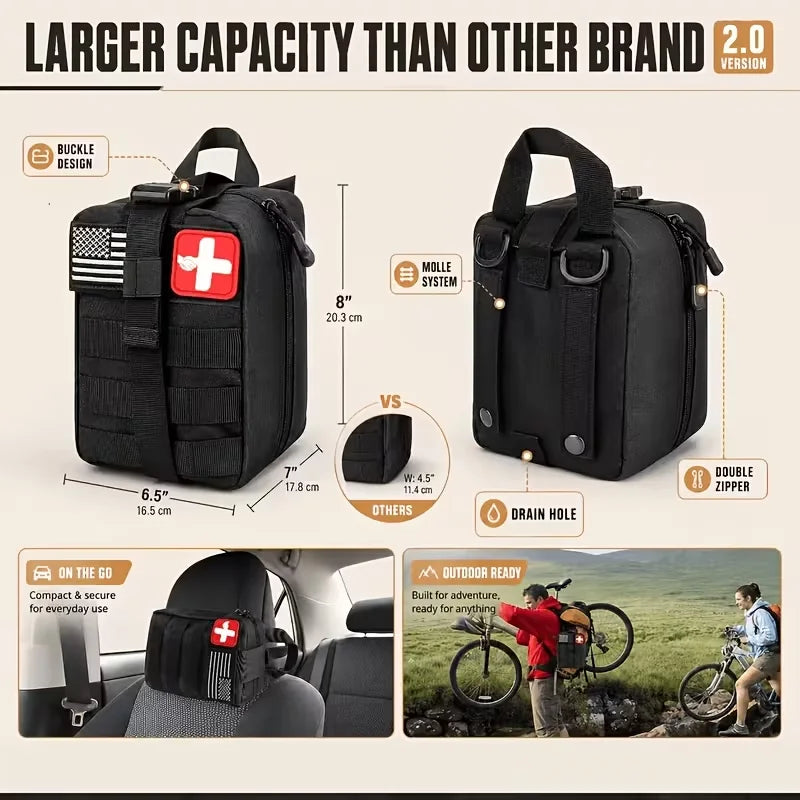 Tactical Molle Backpack With Emergency Survival And First Aid Kit