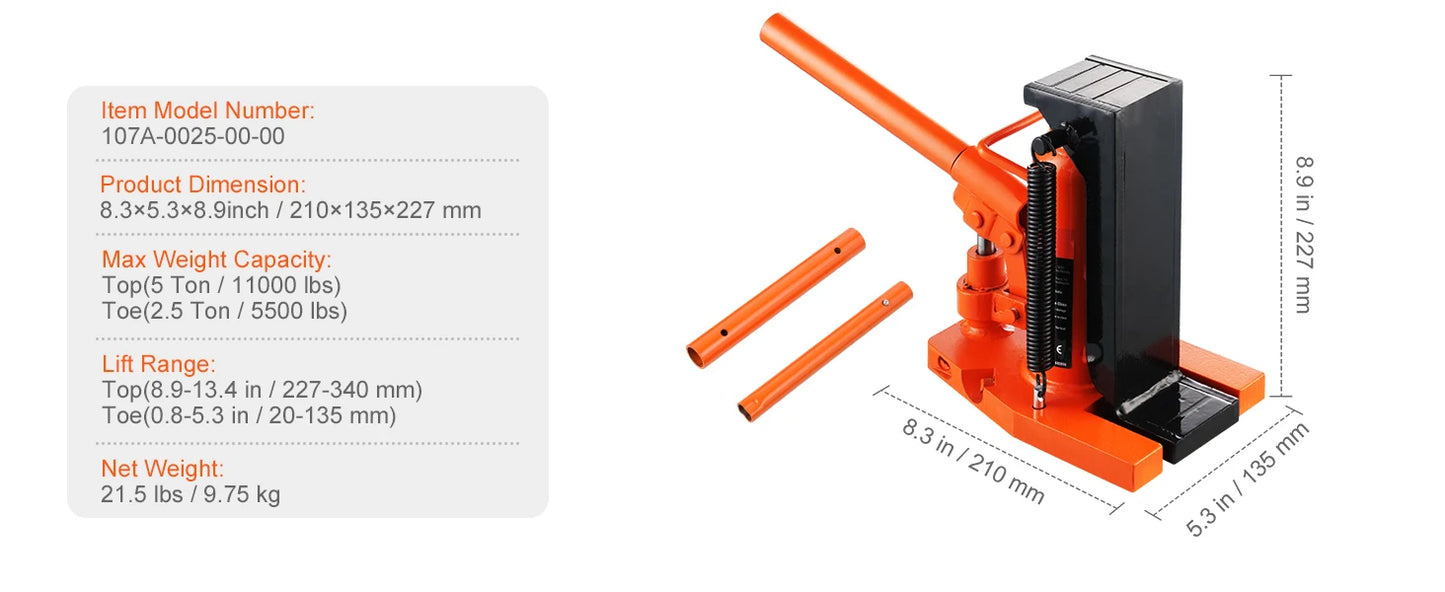 Industrial Hydraulic Toe Jack For Automotive Lifting And Repair