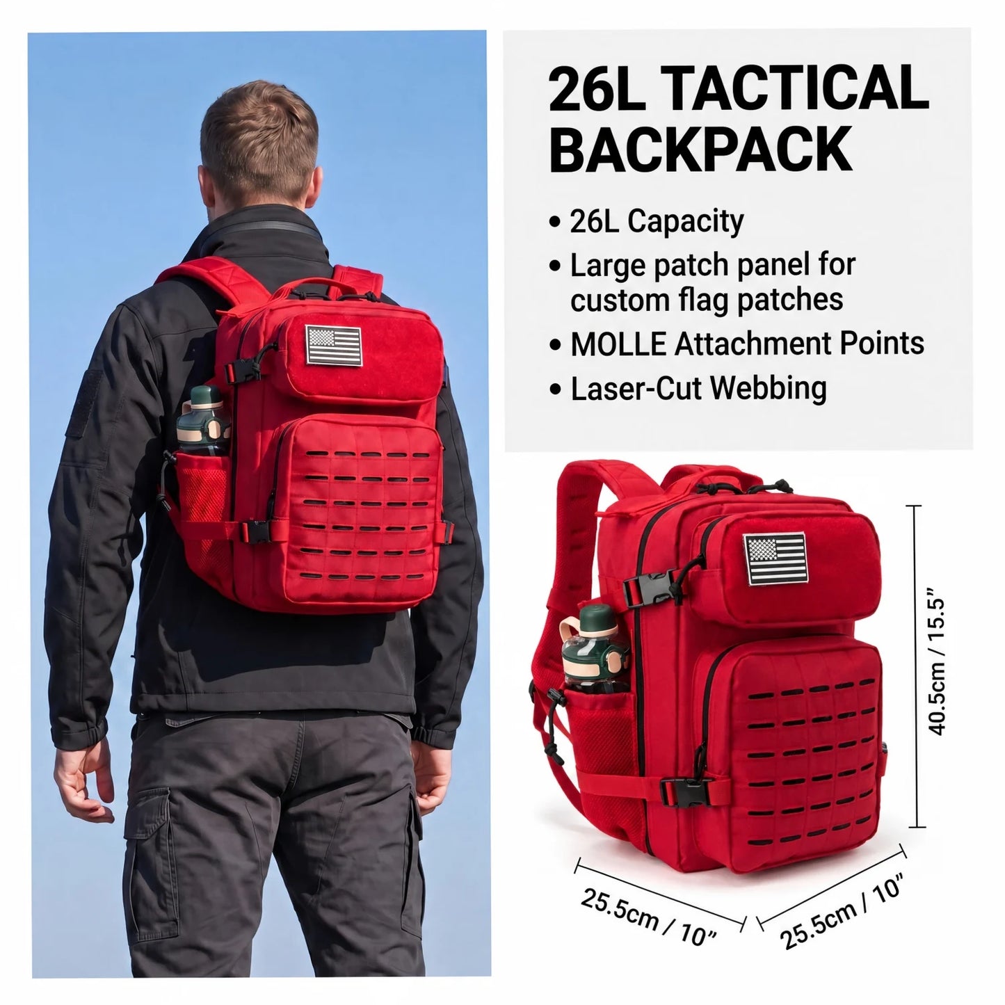 ReFire Gear Tactical Backpack Molle Hiking Rucksack with Cup Holders