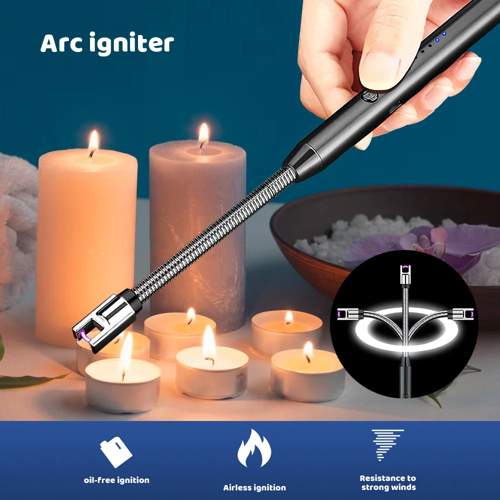 USB Rechargeable Electric Arc Lighter Windproof Flexible Neck Igniter