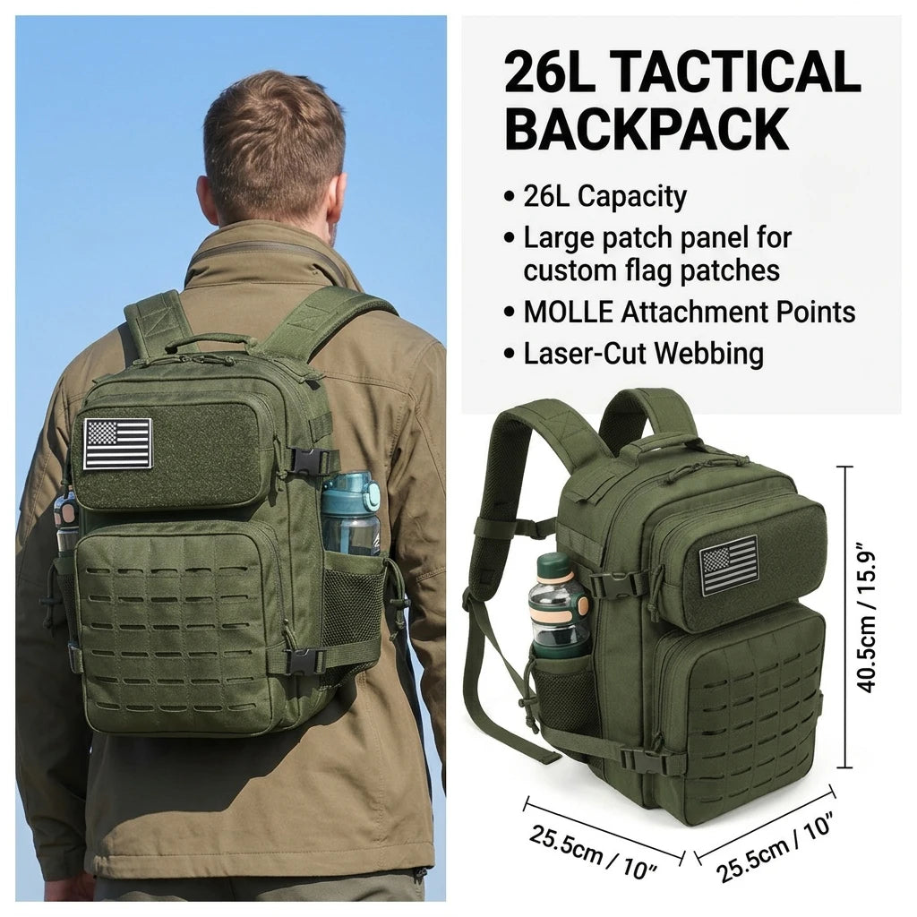 ReFire Gear Tactical Backpack Molle Hiking Rucksack with Cup Holders