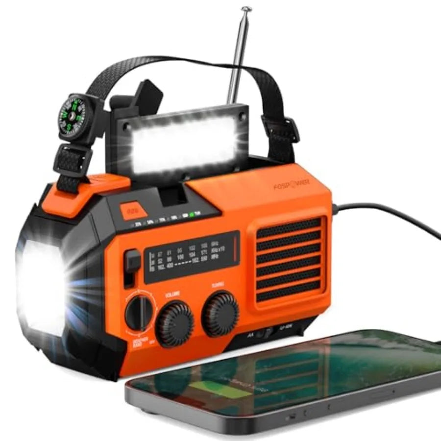 Emergency Weather Radio Hand Crank Solar Powered USB Power Bank