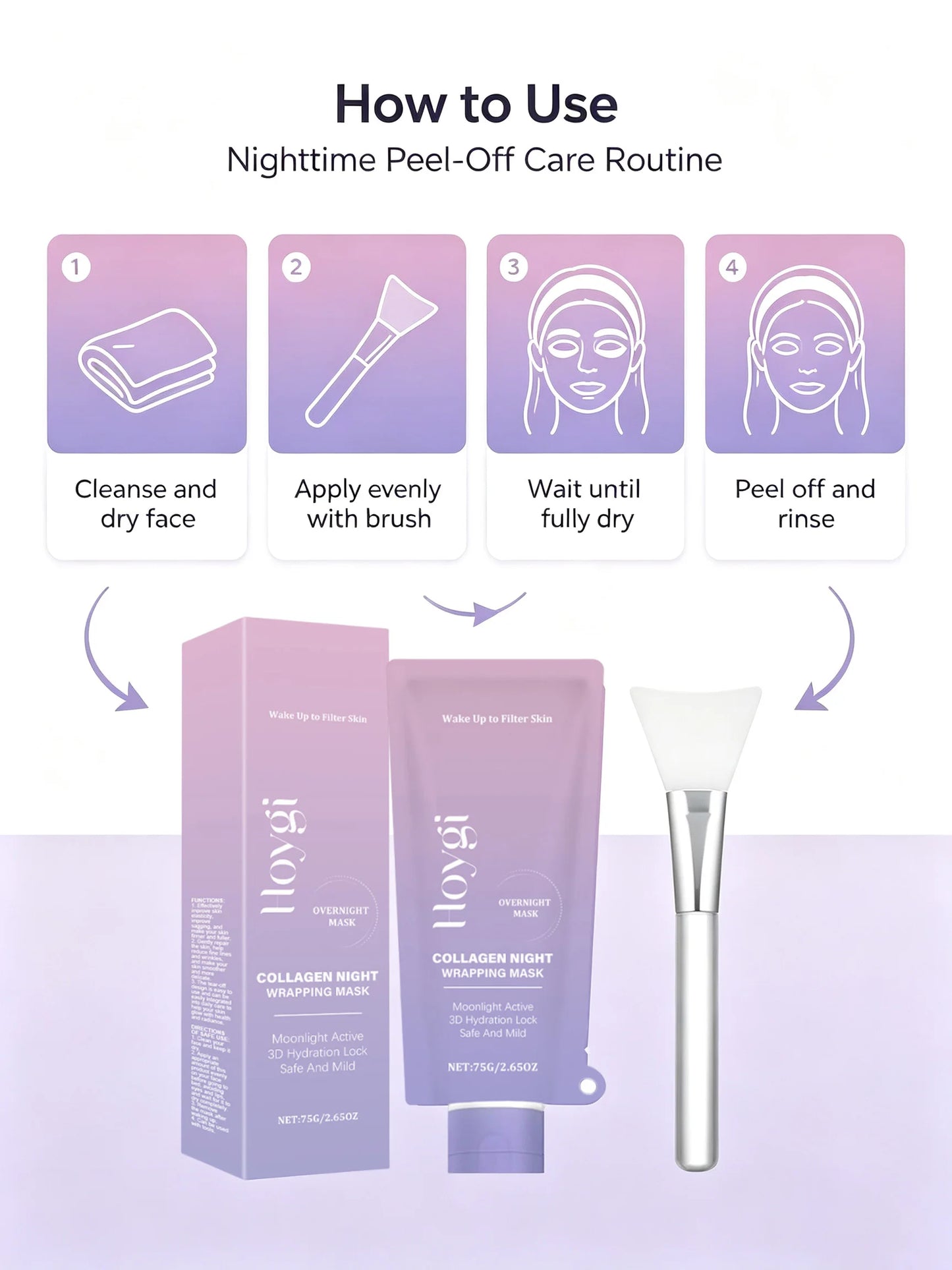 Hoygi Collagen Night Wrapping Face Mask With Hyaluronic Acid