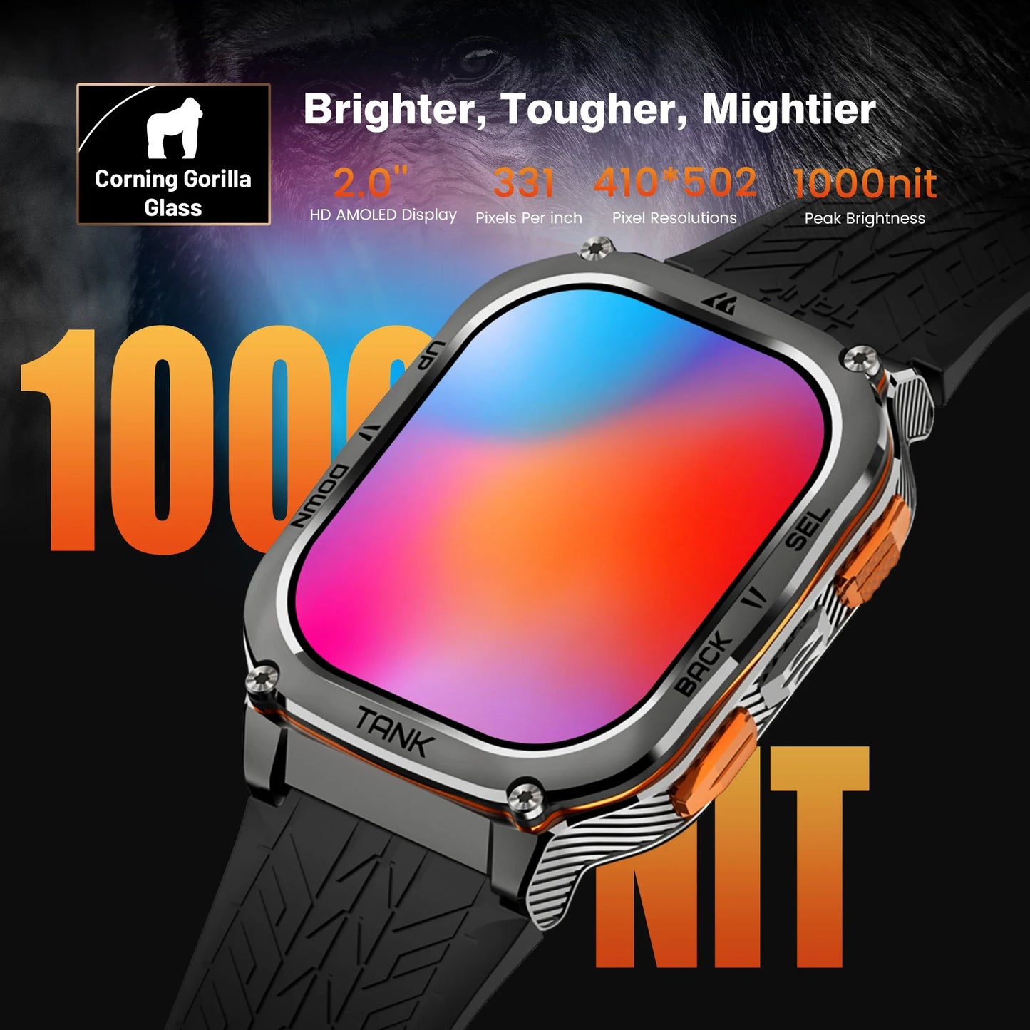 Kospet Tank M3 Ultra Gps Smartwatch Bluetooth Health Monitor Calling