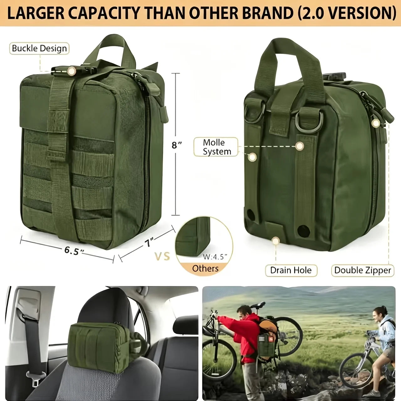 Professional Survival And First Aid Kit Carry Bag For Camping