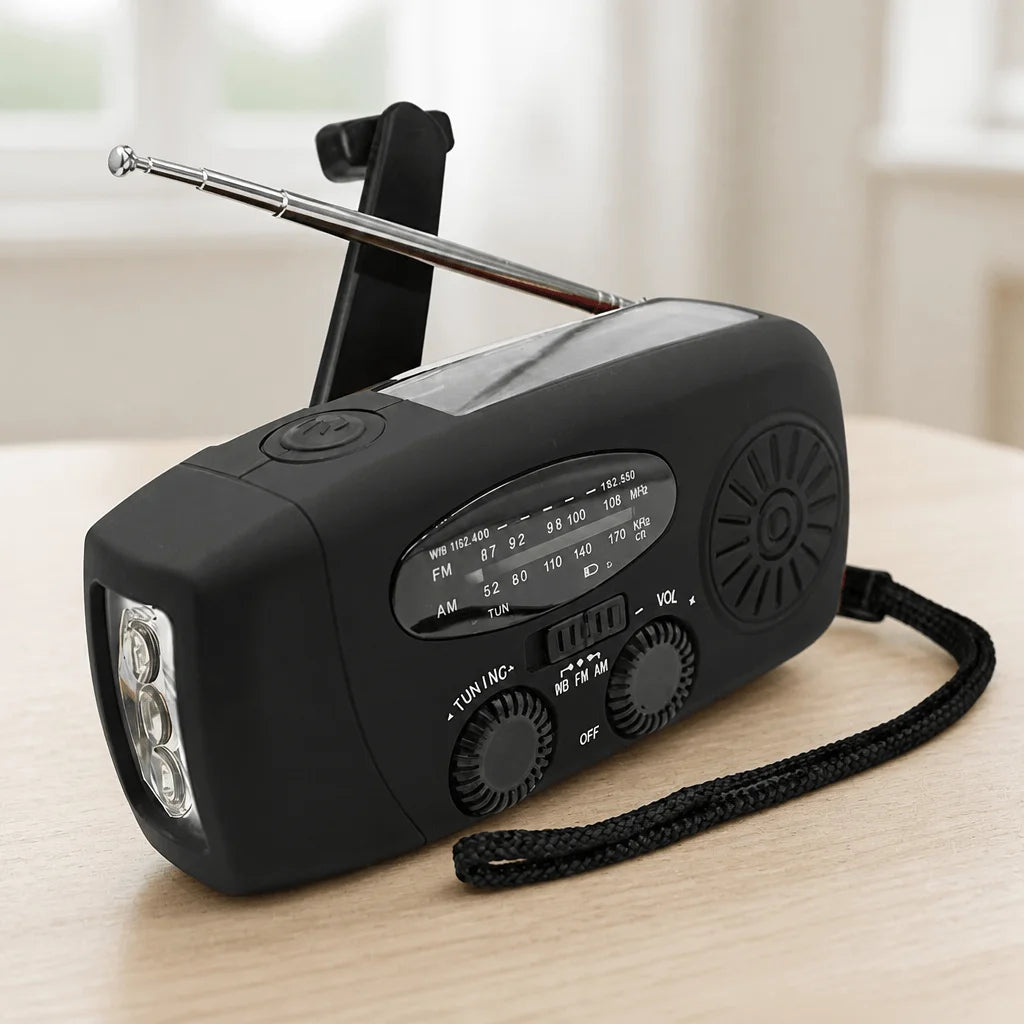 Stonego Hand Crank Solar Emergency Radio With Portable Power Bank